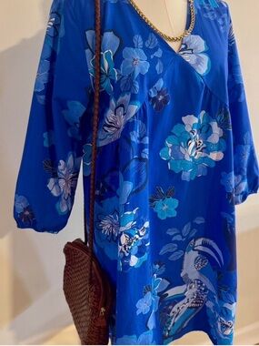 Maude vivante blue floral toucan shift dress